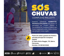 Complexo Pallotti lança campanha SOS Chuvas