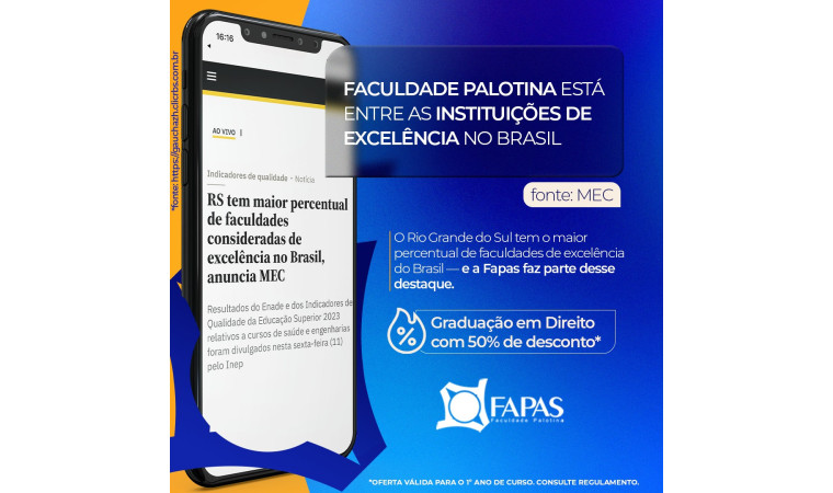 FAPAS é reconhecida pelo MEC como instituição de excelência no Brasil