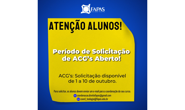 Registro de Atividades Complementares de Graduação (ACG's) - 2025.2
