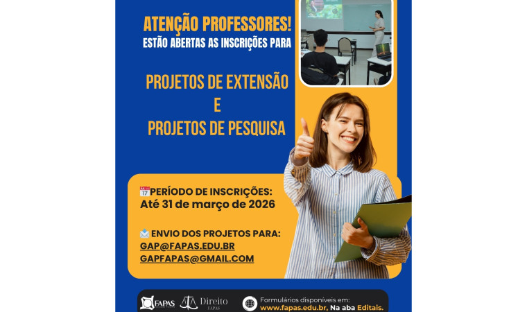 FAPAS abre inscrições para projetos de extensão e pesquisa