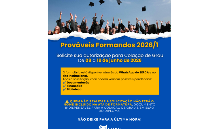Solicitação para Colação de Grau dos Prováveis Formandos 2026/1